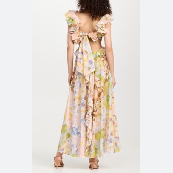 Zimmermann Cream Flutter Sleeve Midi Dress V-Neck - Picture 3 of 10